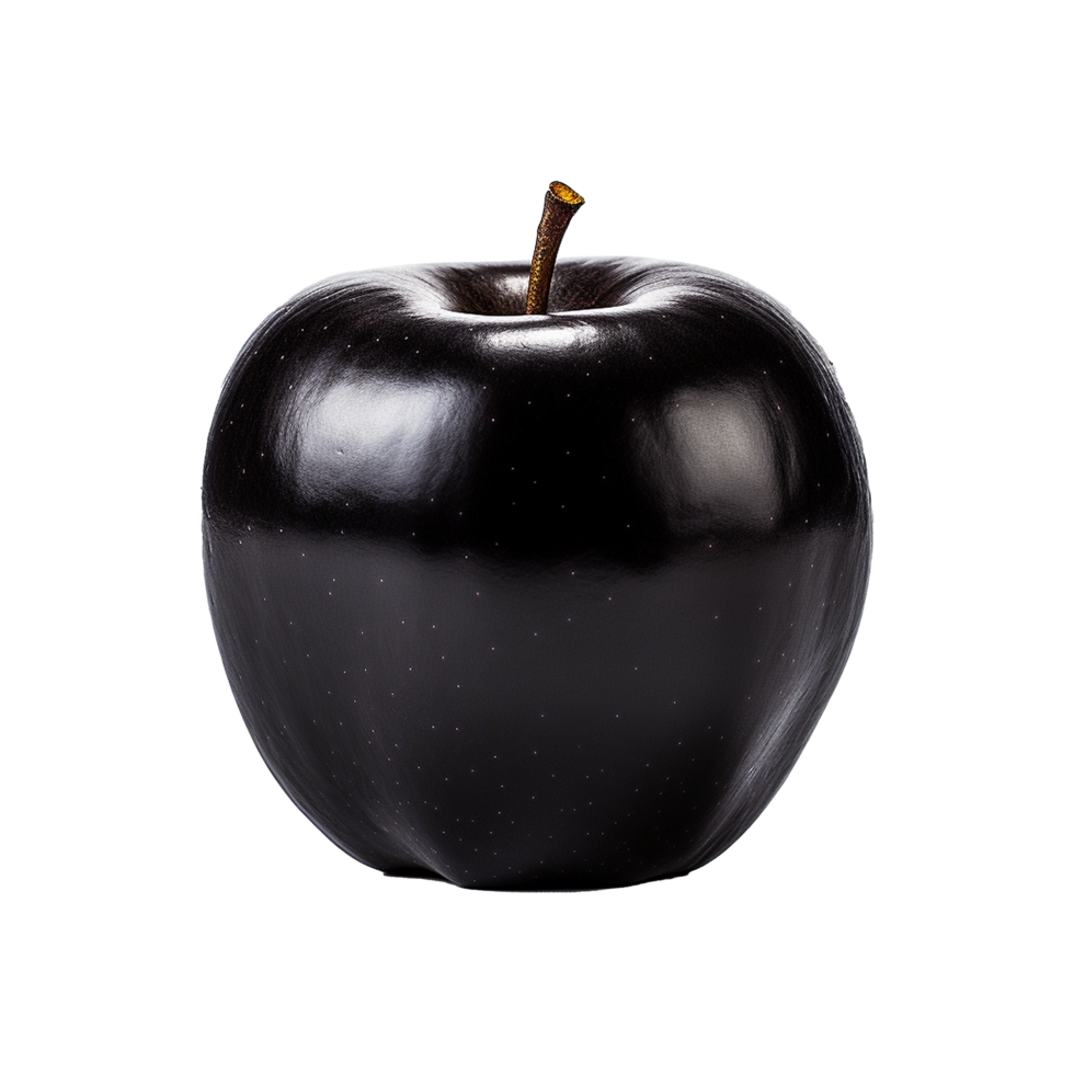 A Single Perfectly Formed Black Apple on White Background Studio Shot png