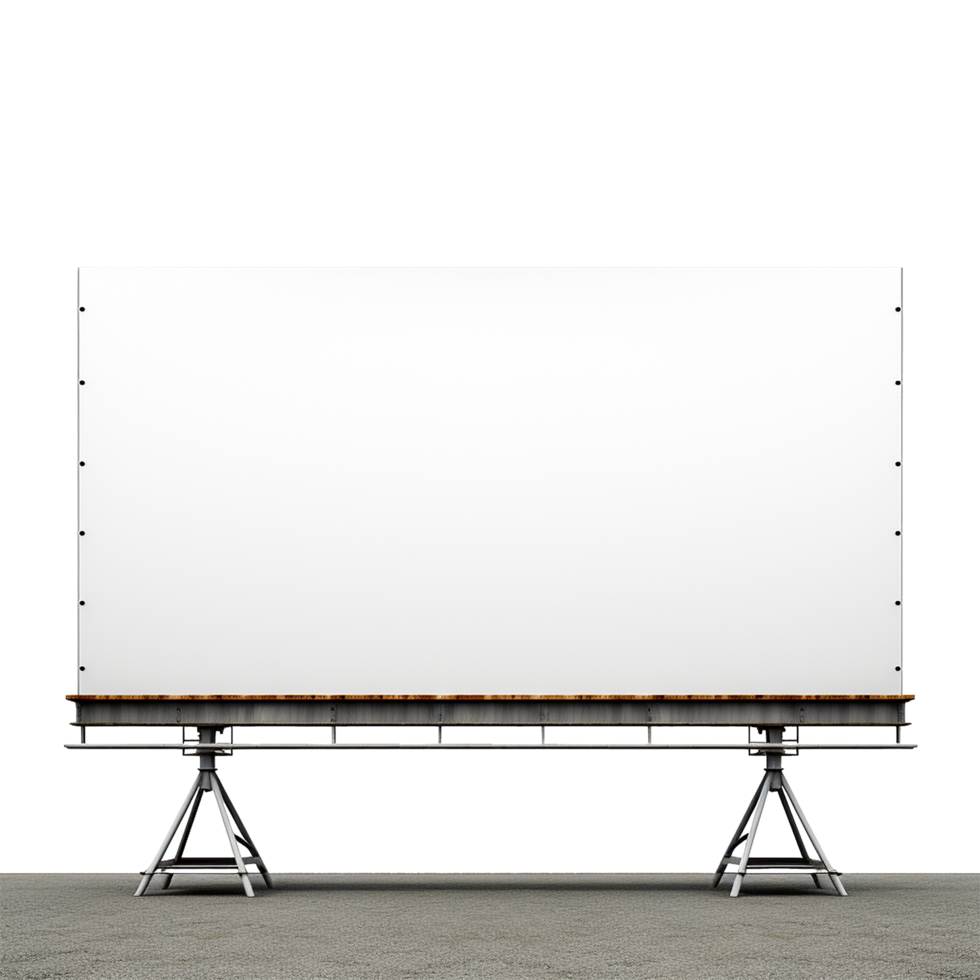 Blank billboard on adjustable metal supports ready for advertisement png
