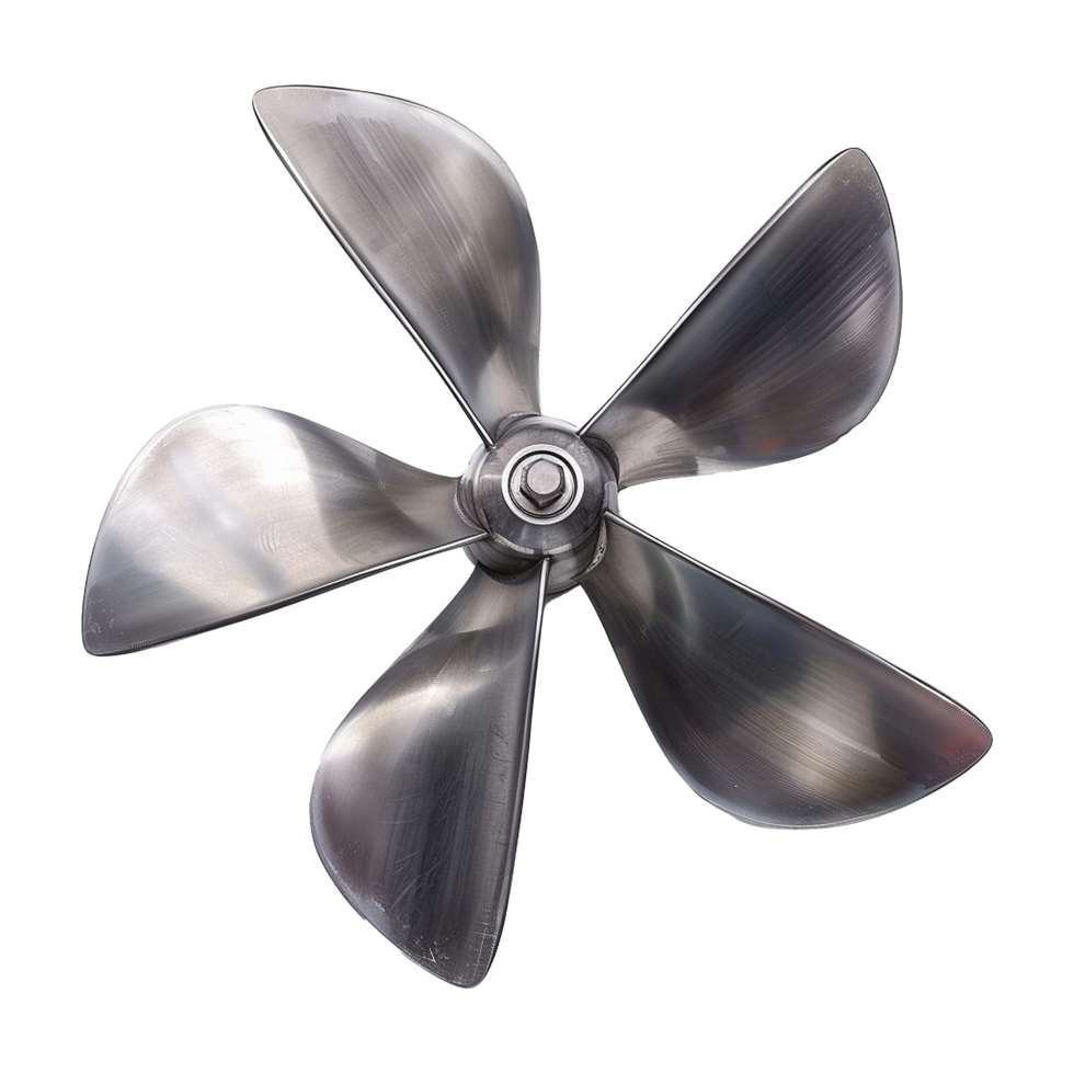 Detailed Closeup of a FiveBladed Metal Propeller Ship Screw png