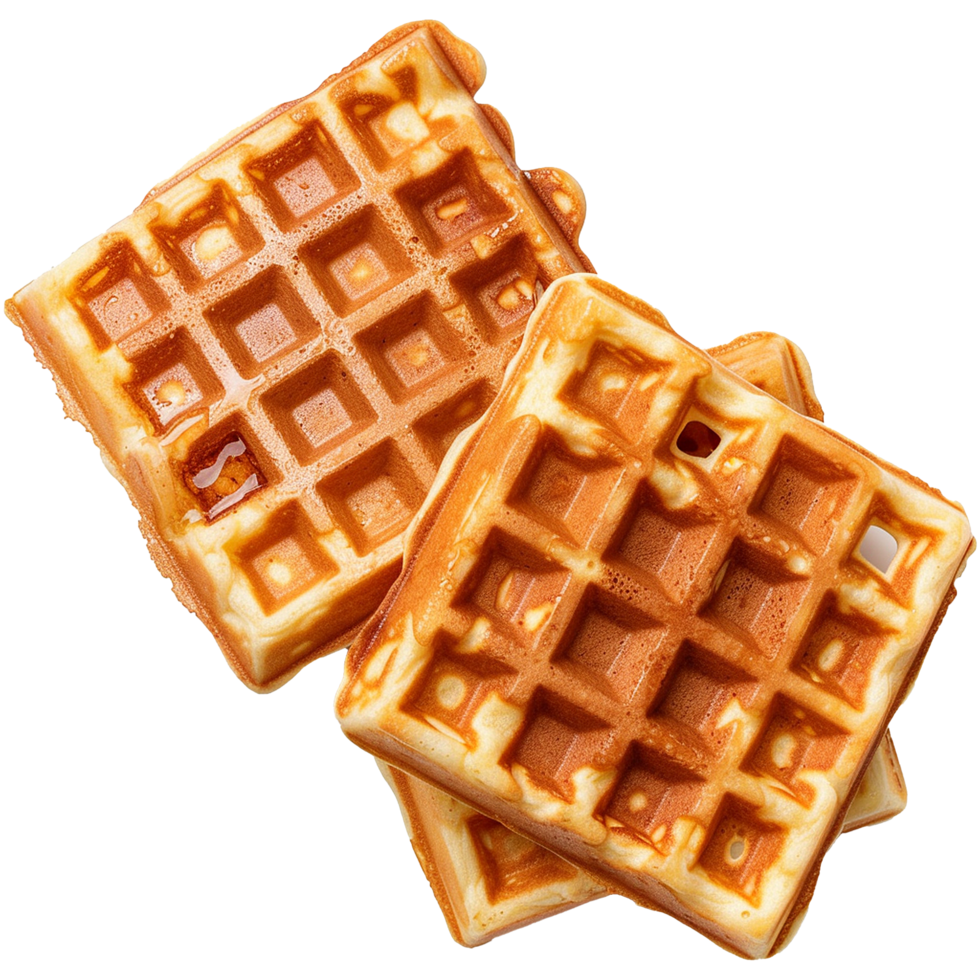 Delicious Golden Brown Waffles Drizzled with Honey Syrup png