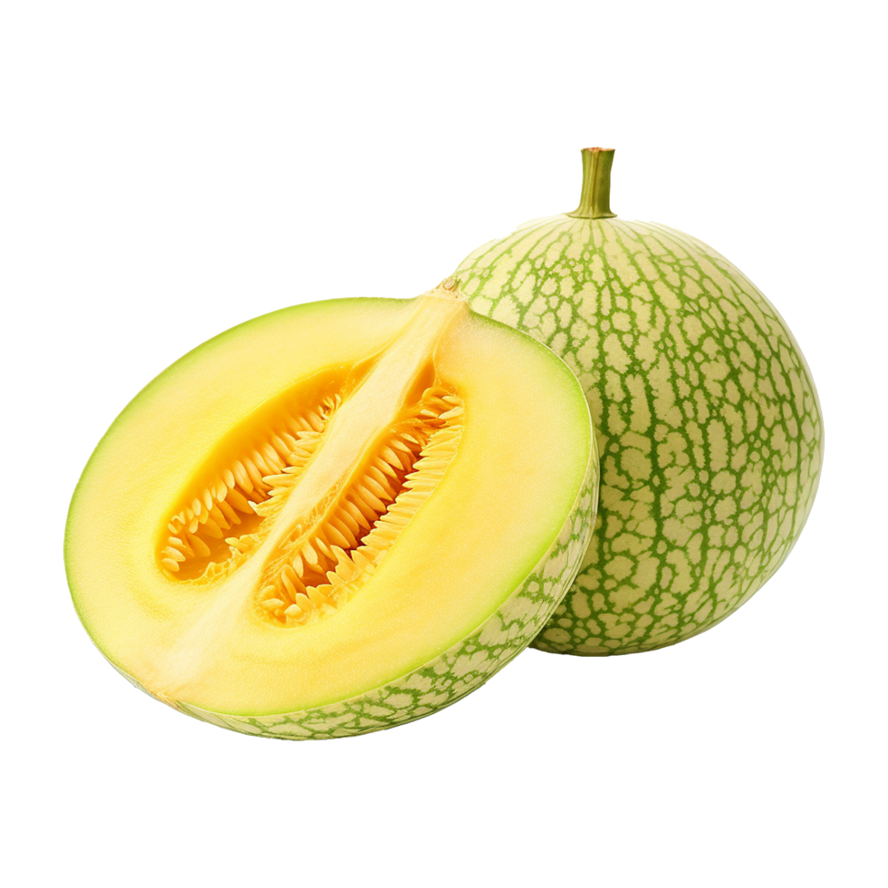 A Sliced Piel de Sapo Melon Showing its Sweet Yellow Flesh and Green Rind png