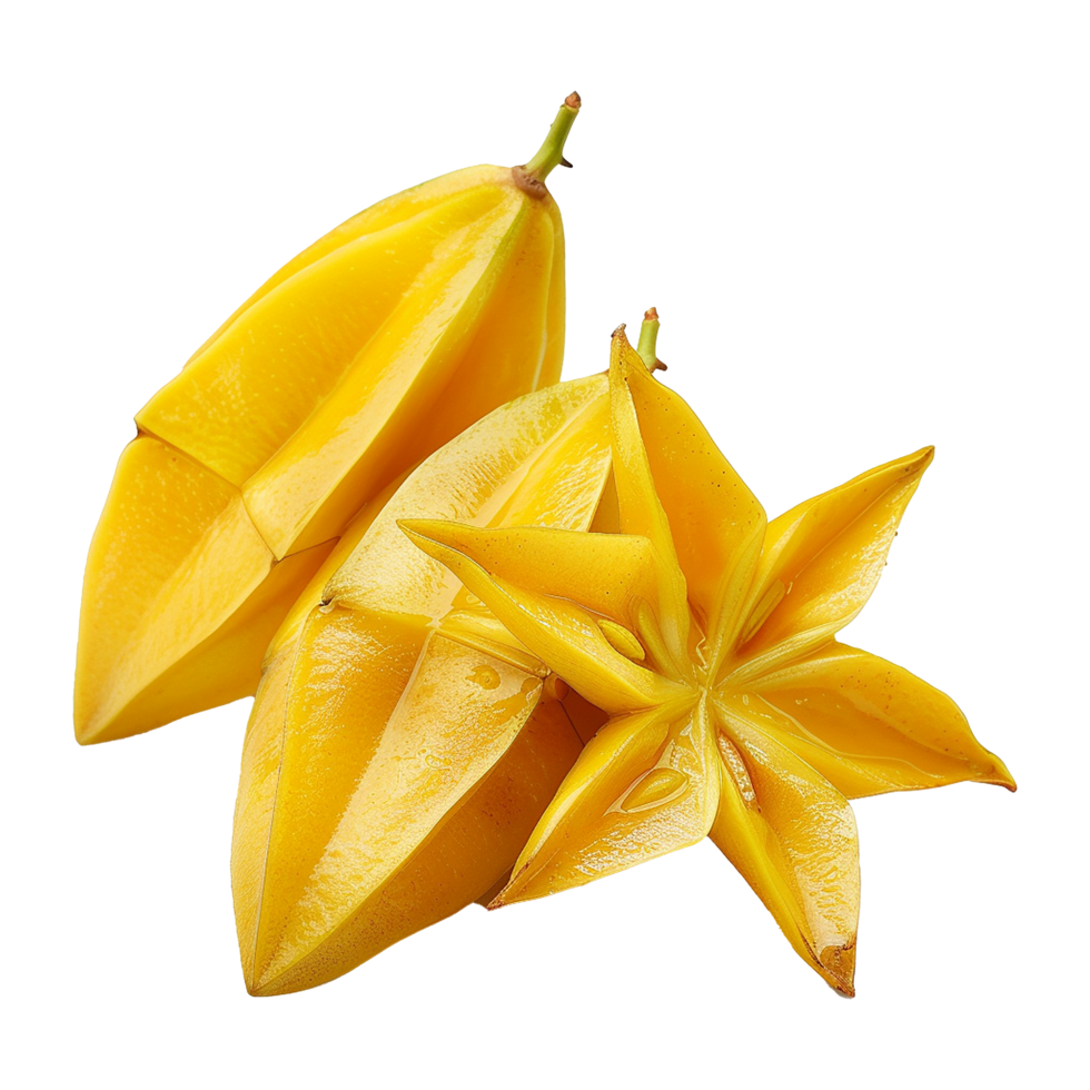 Closeup of Fresh Juicy Star Fruits Ready to Eat png