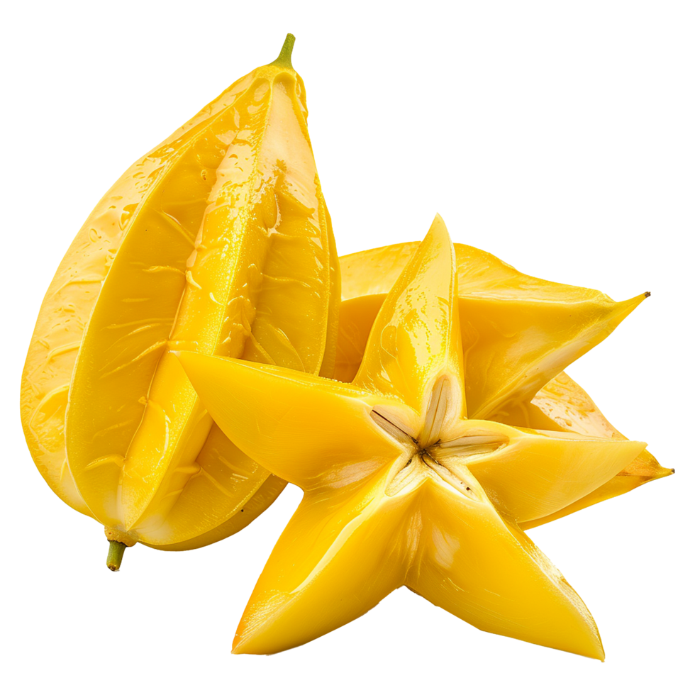 Closeup of Fresh Juicy Star Fruits Ready to Eat Star Apples png