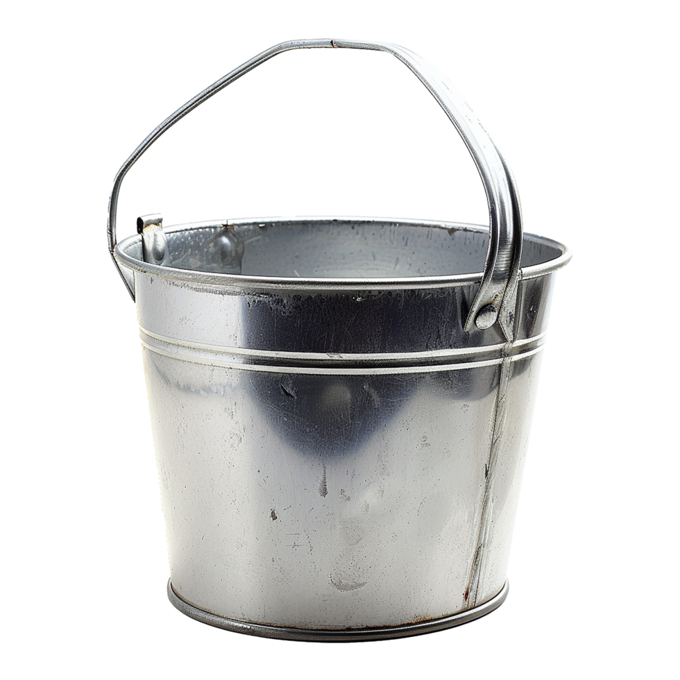 A weathered galvanized metal bucket with a sturdy handle png