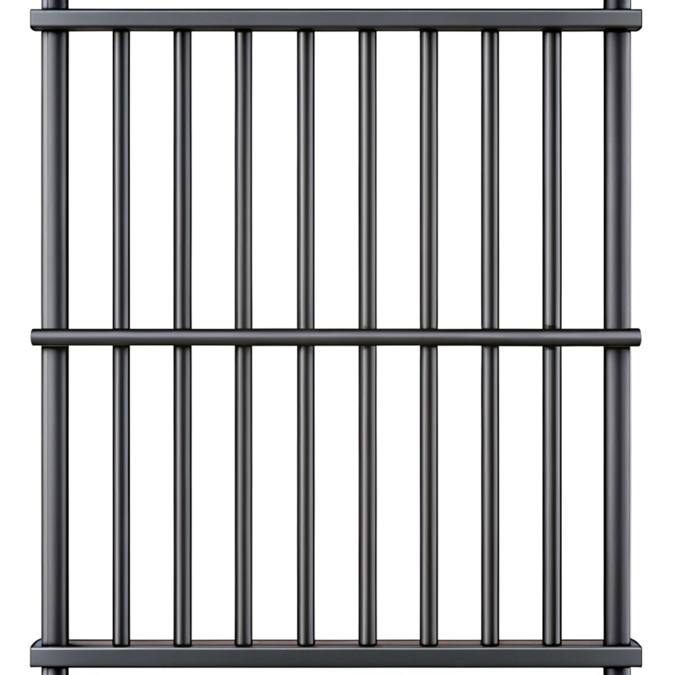 A Detailed Image of a Dark Metal Jail Cell Bars Background png