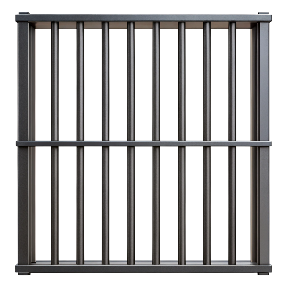 A Detailed View of a Dark Gray Metal Security Gate with Vertical Bars png