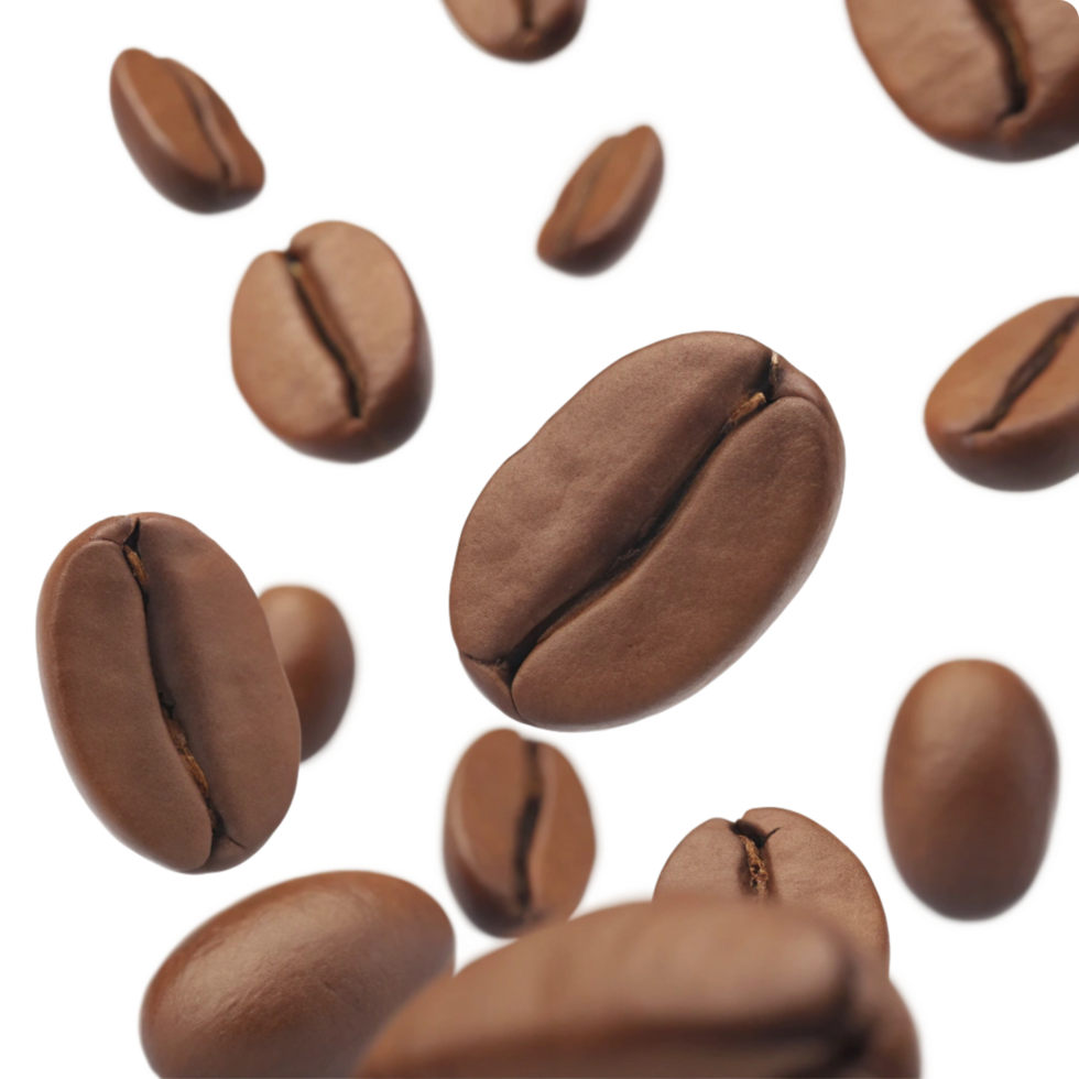 Falling Roasted Coffee Beans Dark Background Aromatic Caffeine Beverage png