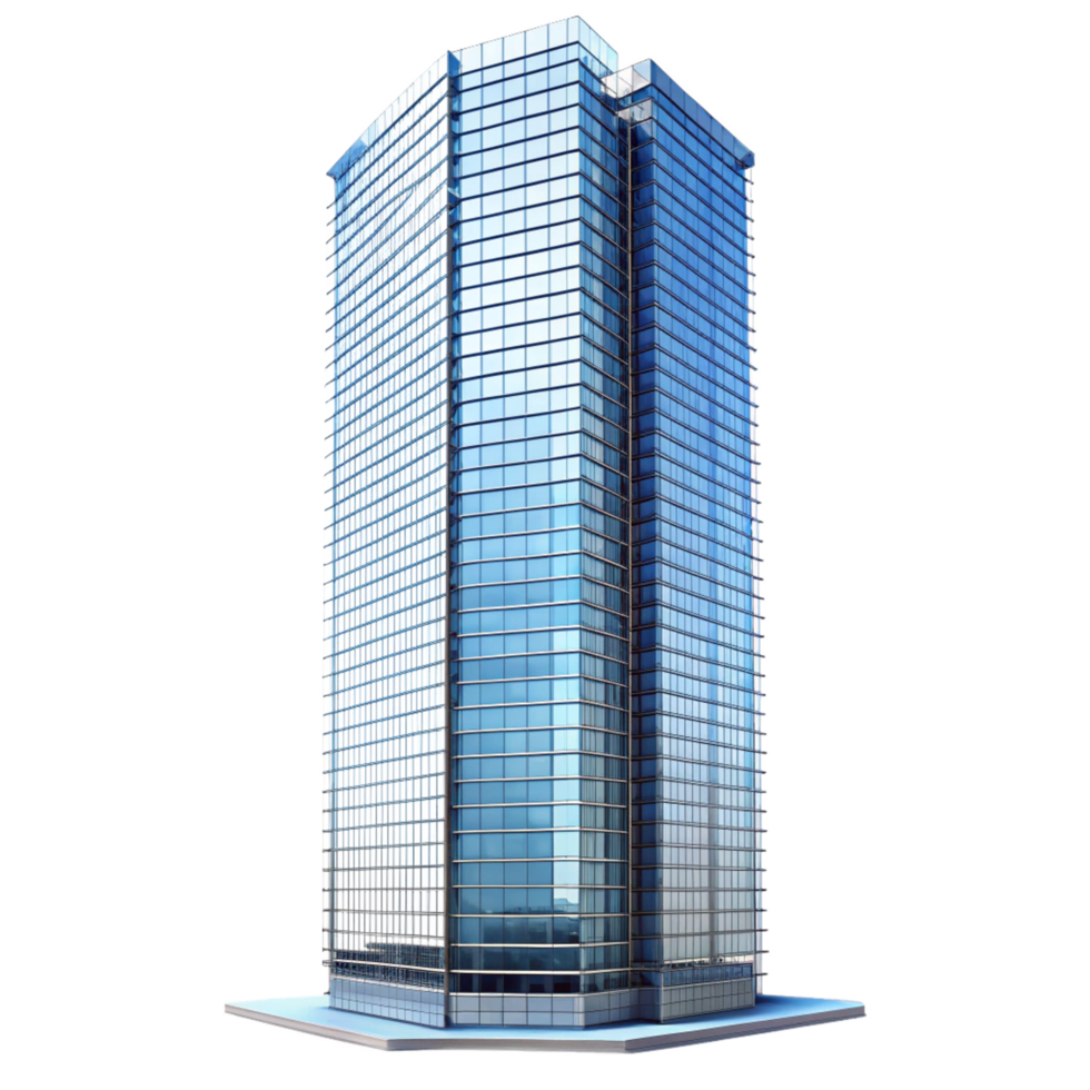 Modern Glass Skyscraper Building Exterior Architectural Design Render png