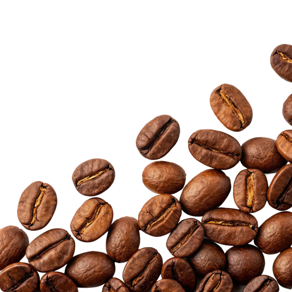 Roasted Coffee Beans Close Up Dark Background Aromatic Caffeine Energy Drink png