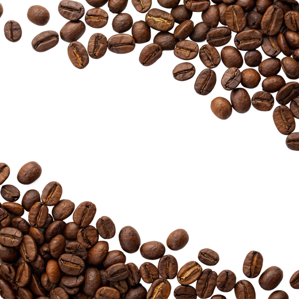 Roasted Coffee Beans Frame on Black Background Aromatic Coffee Beans Scattered Forming a Border png