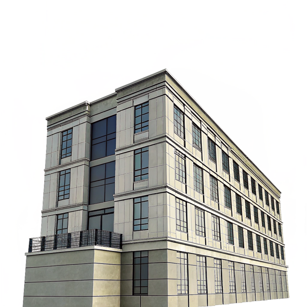 A Modern Multistory Building with Many Windows and a Unique Architectural Design png