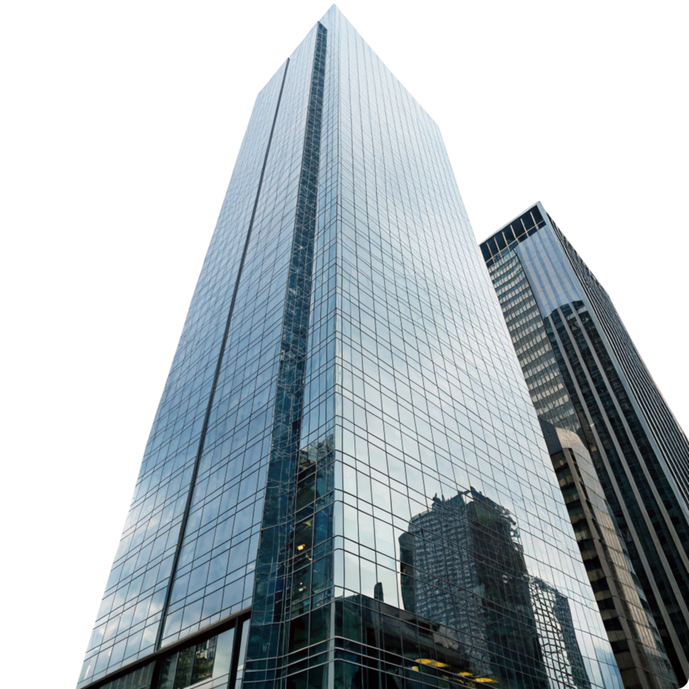 Modern Glass Skyscrapers Reflecting City Skyline on a Clear Day png