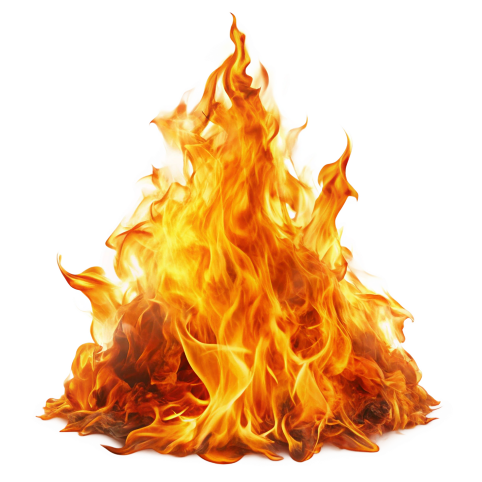 Fiery Blaze Burning Brightly Isolated on Black Background Vivid Orange and Yellow Flames Intense Heat Energy png