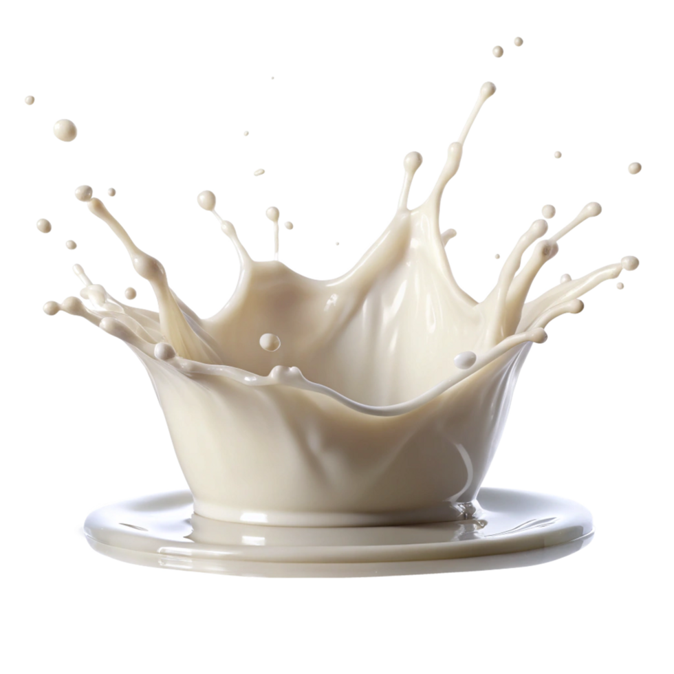 Stunning Milk Splash Crown in a Saucer on Black Background png