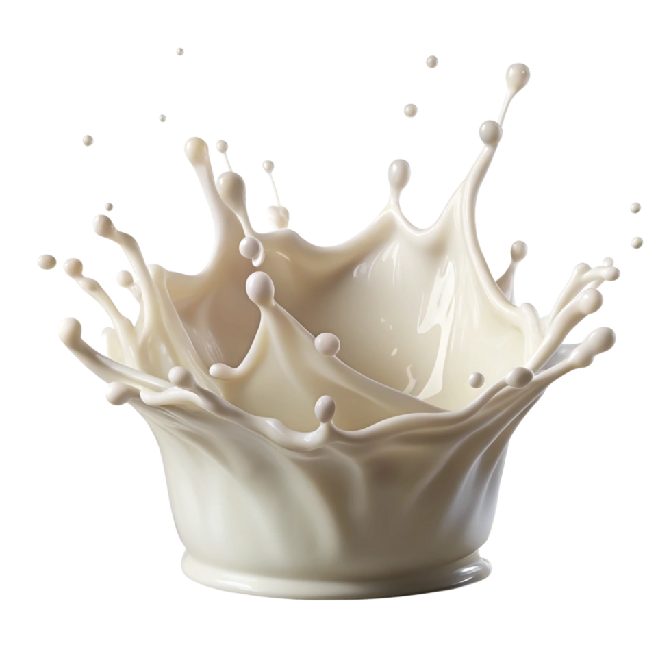 Stunning Milk Splash Crown A mesmerizing image of creamy milk creating a crown shape splash against a black background png