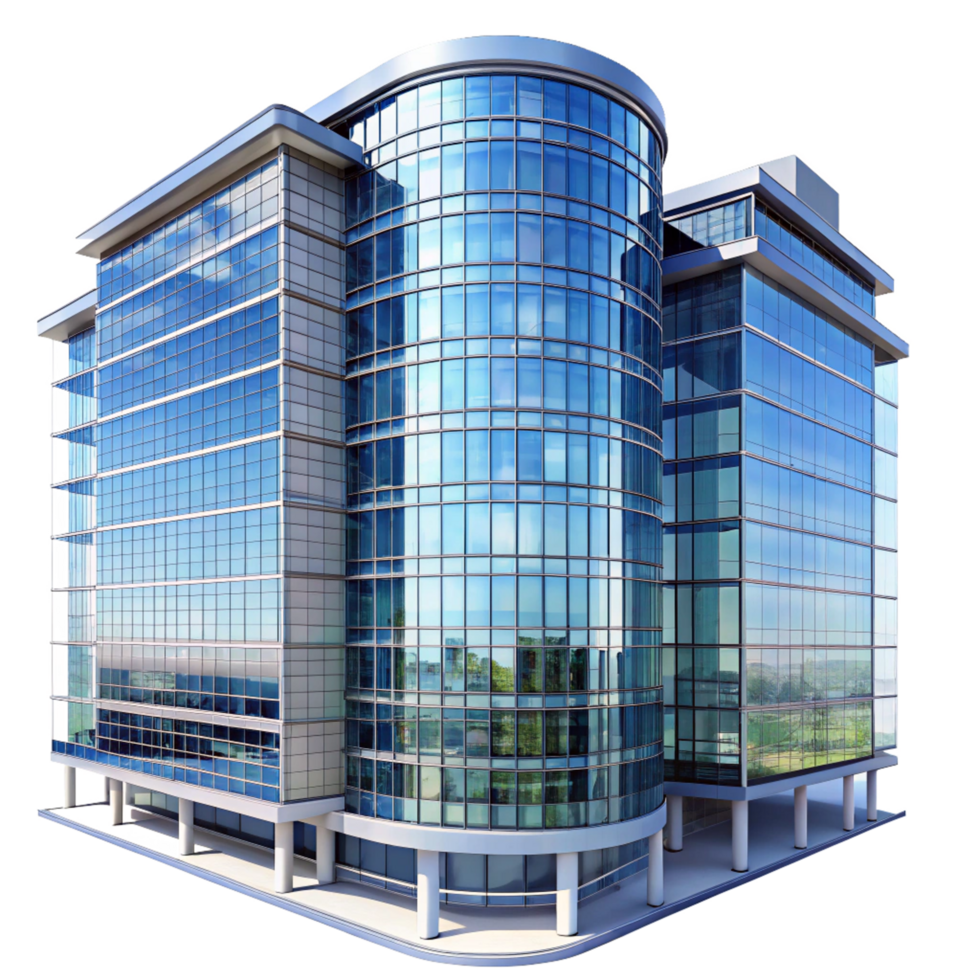 A Modern Glass Office Building Architectural Design 3d Rendering png