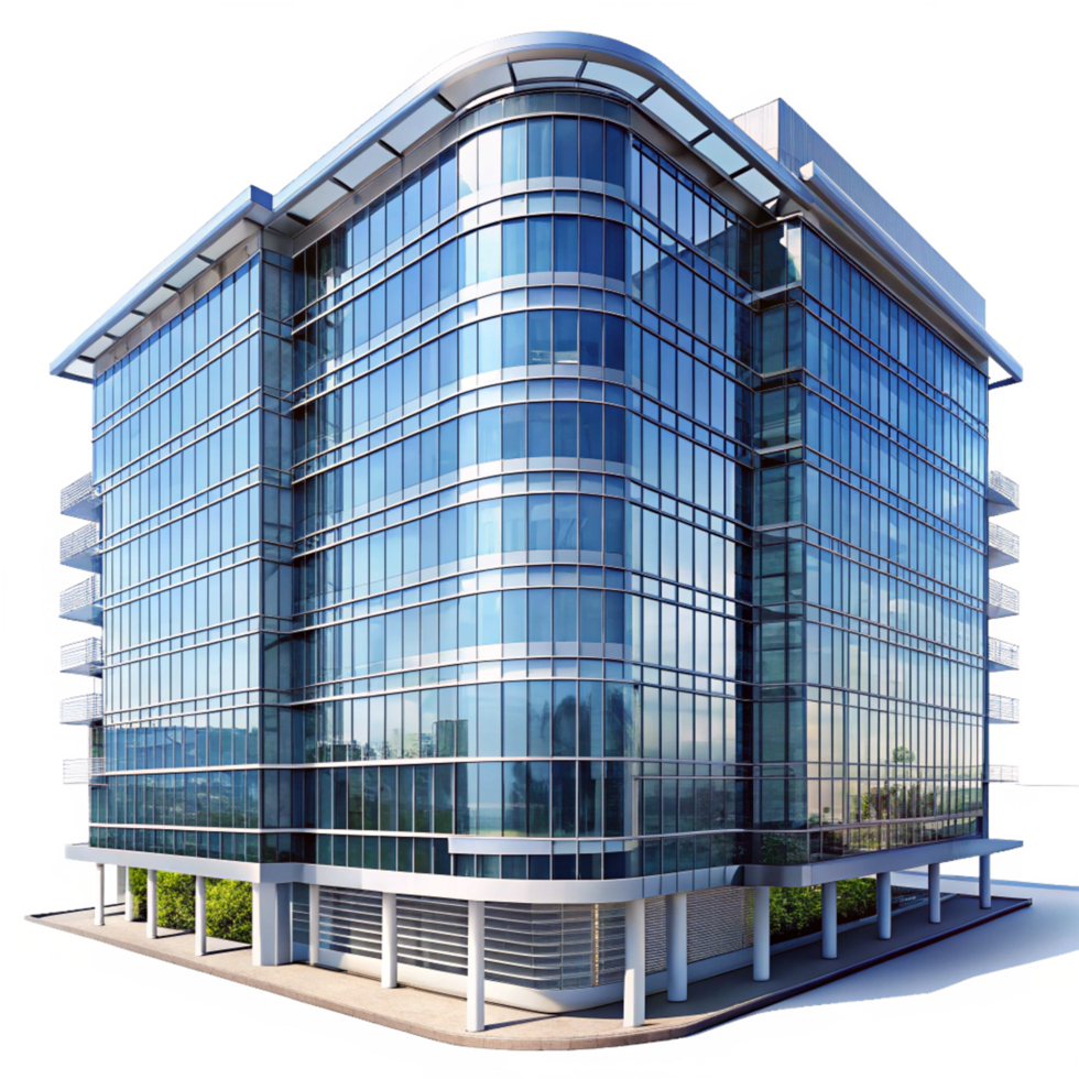 Modern Glass Office Building Architectural 3d Rendering Exterior Design png