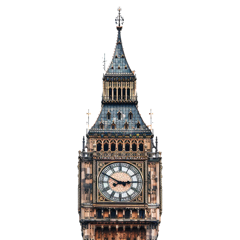 Closeup View of the Elizabeth Tower Clock Tower in London England png