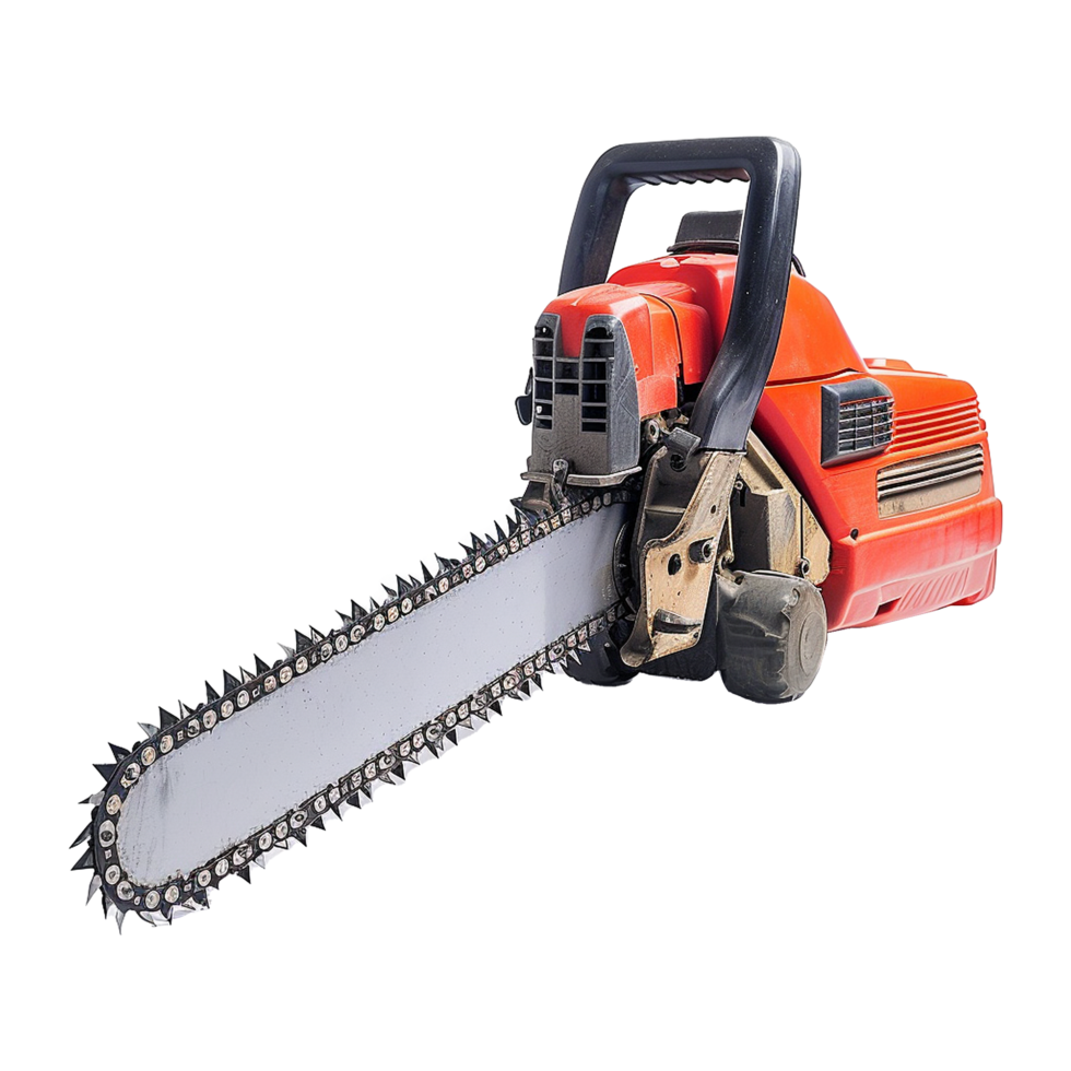 Powerful Chainsaw with Sharp Teeth Ready for Cutting Wood png