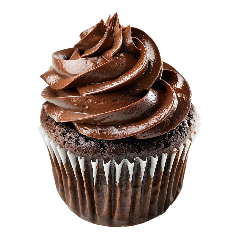 Delicious Chocolate Cupcake with Swirled Frosting A decadent treat perfect for any occasion png