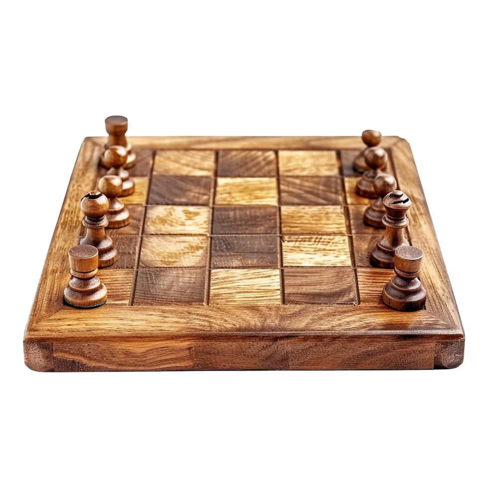 Wooden Chessboard Game with Dark Brown Pawns Ready for a Strategic Match png
