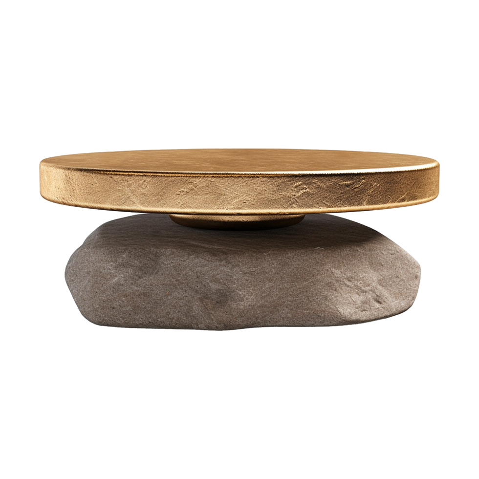 Unique Gold and Stone Coffee Table Modern Minimalist Design Home Decor Accent Piece png