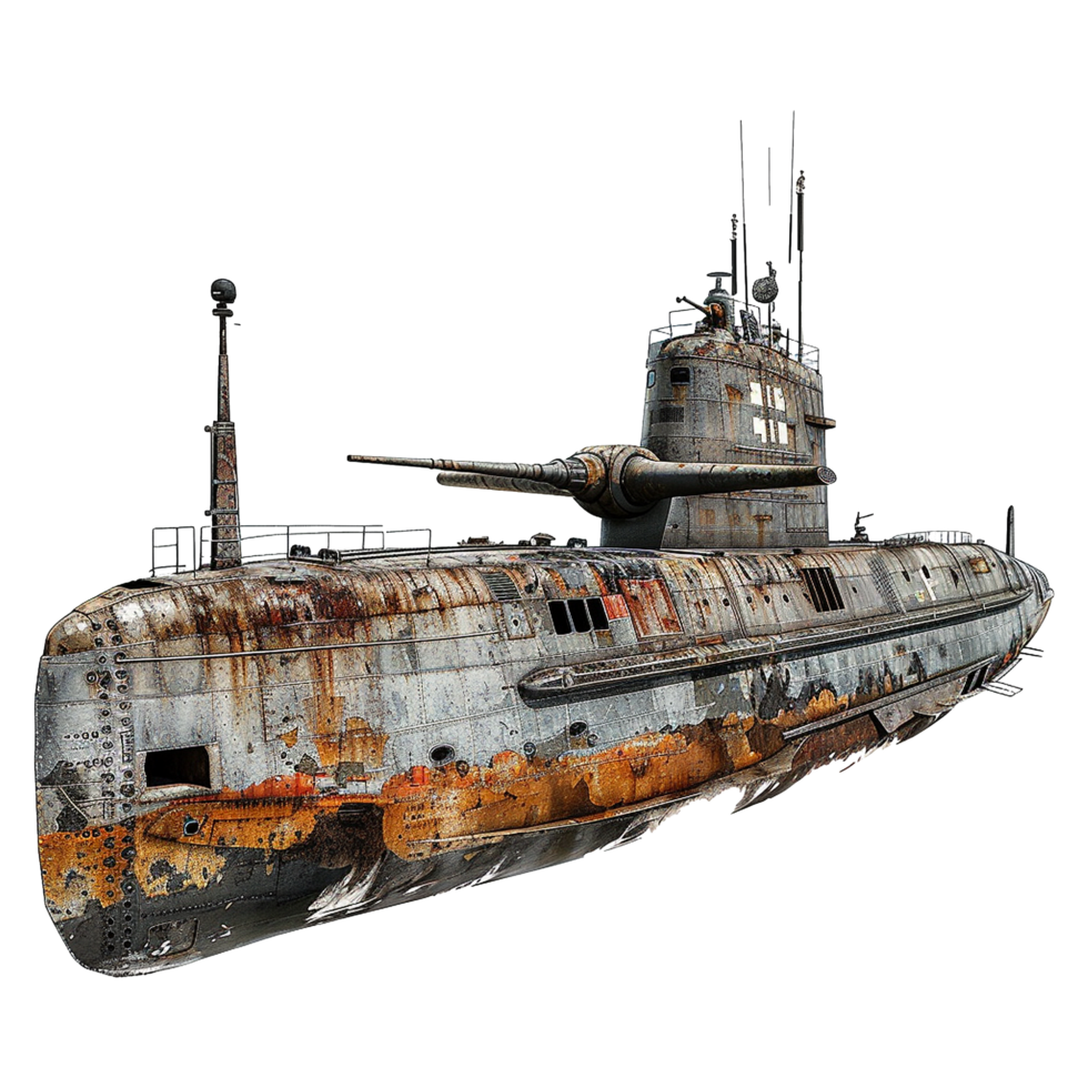 A Rusty Relic of the Sea A World War II German Uboat Wreckage png