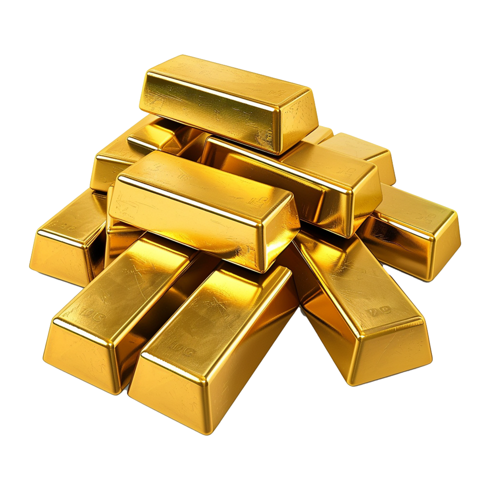 A Pile of Gleaming Gold Bars Precious Metal Ingots Wealth and Fortune Luxury Investment Stacked Shiny Yellow Metal png