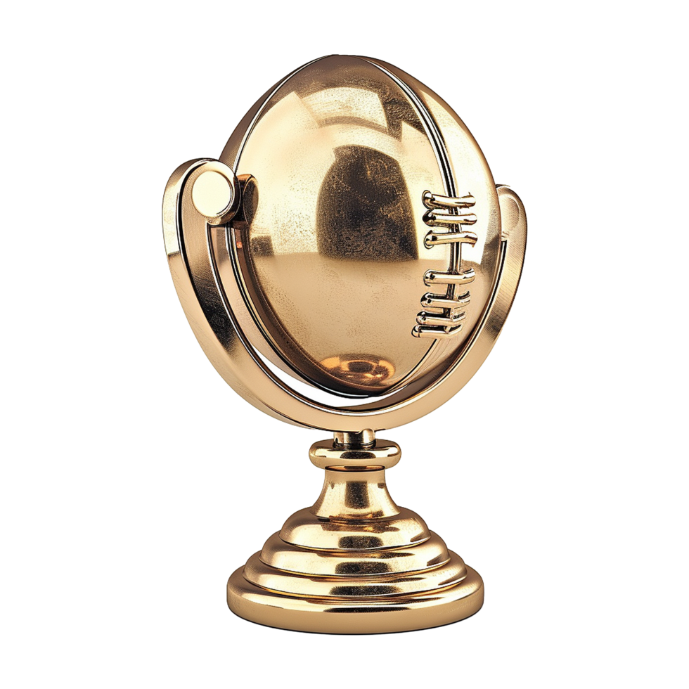 Elegant Gold Football Trophy Award on a Pedestal Base for Championship Victory Celebration png