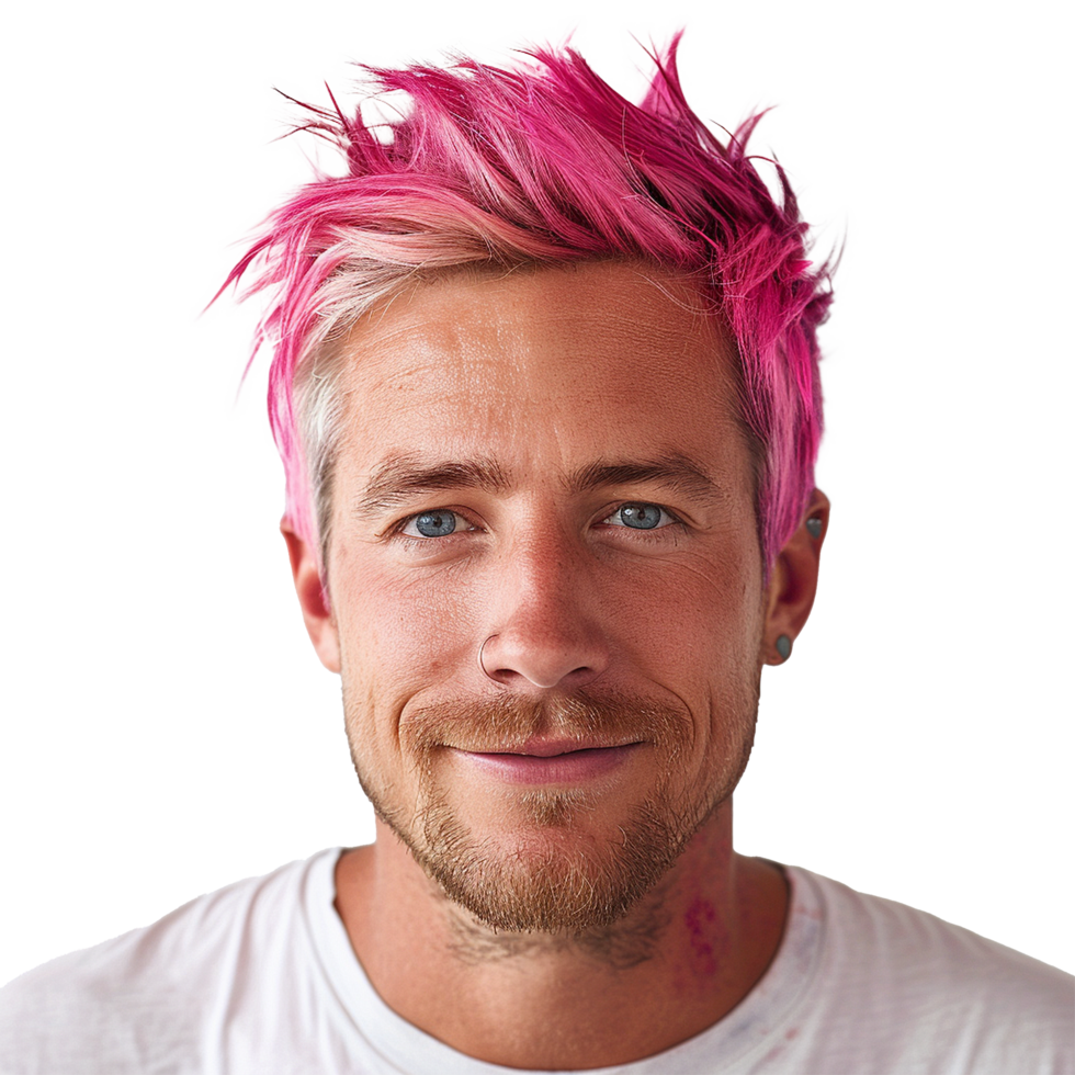 Portrait of a Man with Bright Pink and Blonde Hair png