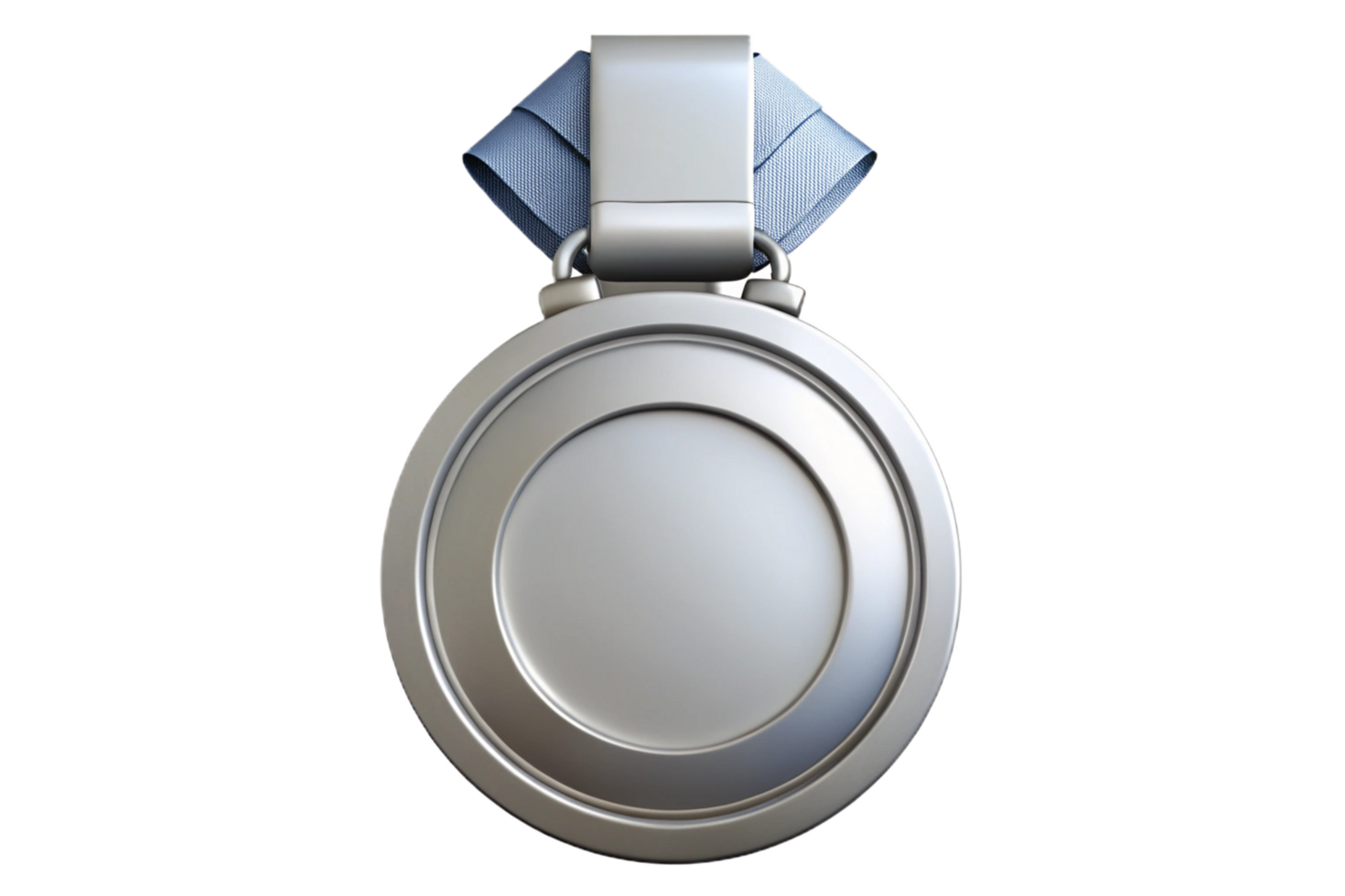 Blank Silver Medal with Blue Ribbon Award Achievement Prize Recognition png
