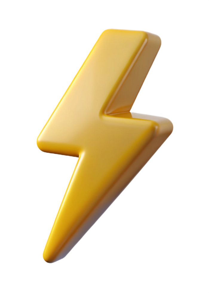 Three Dimensional Golden Yellow Lightning Bolt Icon Graphic Design Element png