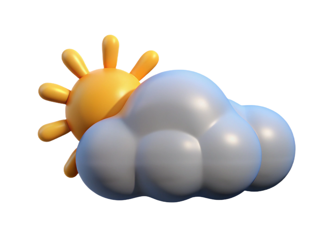 Cartoon Sun and Cloud 3D Render Sunny Day Weather Icon Cute Illustration png