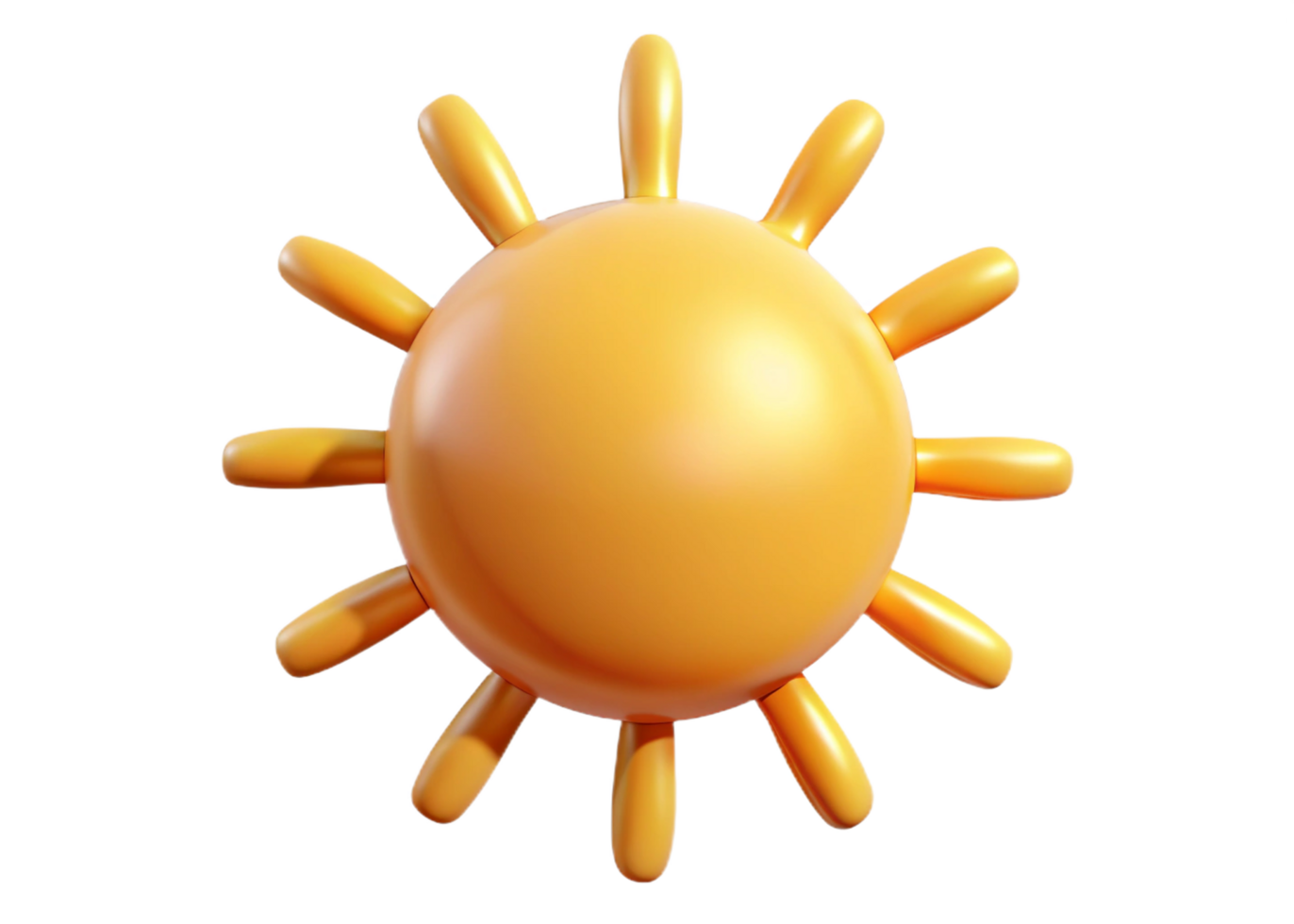 A Cute Cartoon Sun with Twelve Rays 3D Render Bright Summer Day png