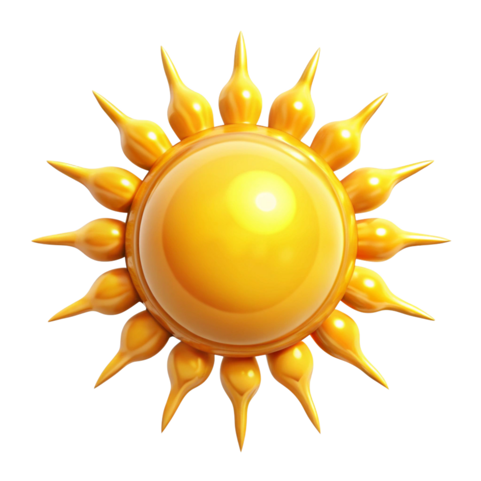 A Shiny Golden Sun Icon with Pointed Rays for Summer Designs png