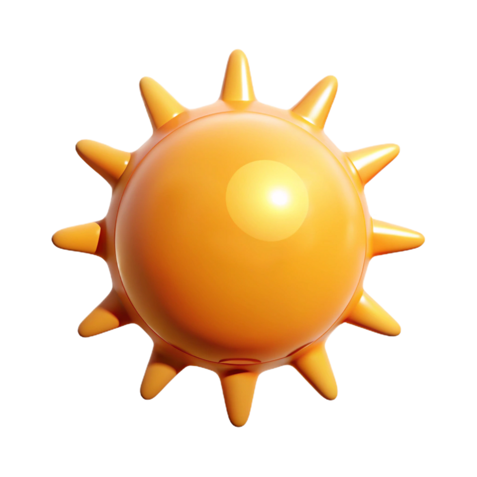Cartoon Sun 3D Render Bright Yellow Summer Icon Graphic Design Element png