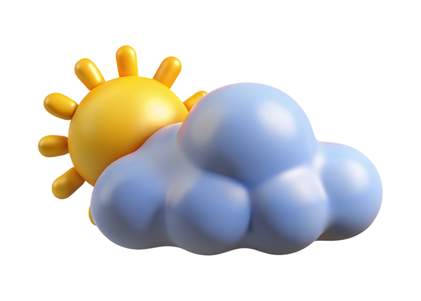 Cartoon Sun and Cloud 3D Render Bright Sunny Day Weather Icon Digital Art png