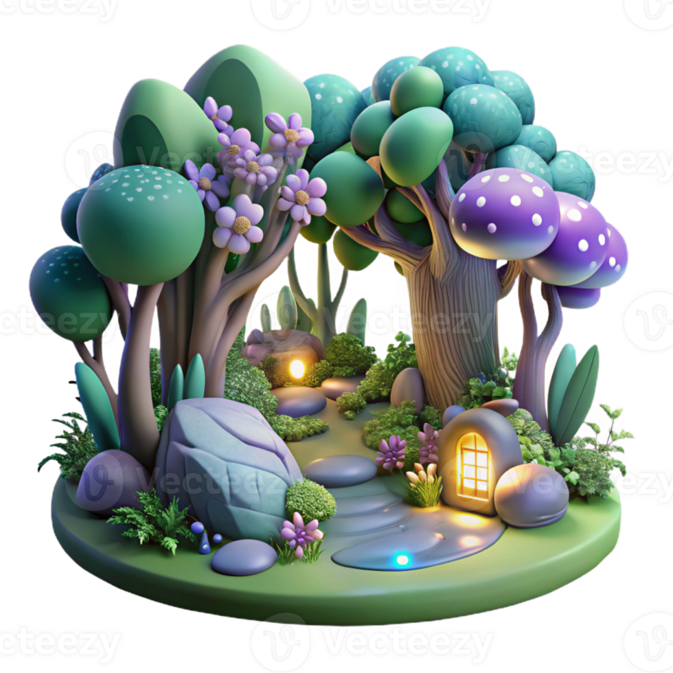 vibrant abstract An Enchanted Forest Filled with Glowing F authentic png