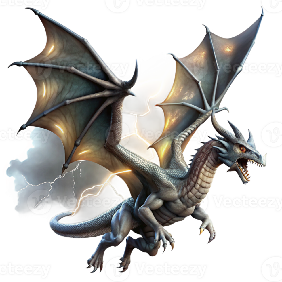 dramatic minimalist A Majestic Dragon Soaring Through a Stor original png