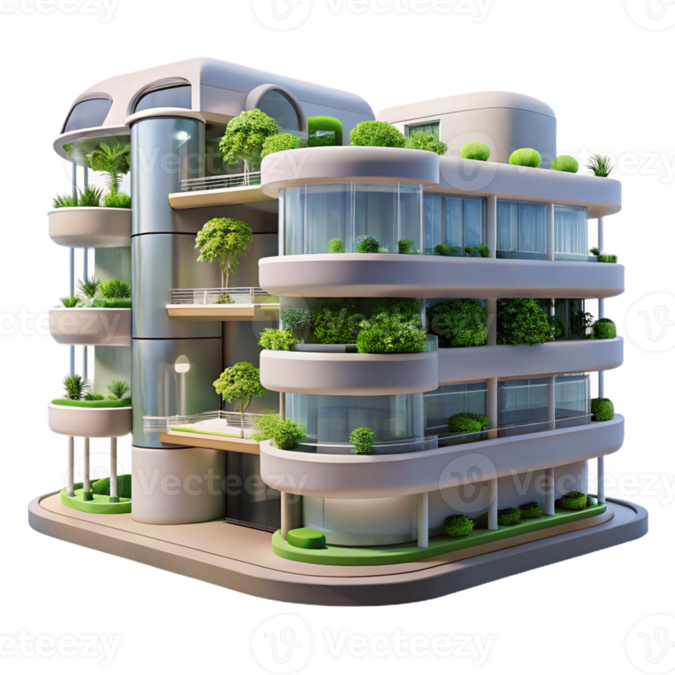 vibrant rustic A Futuristic Apartment Complex with Vertic detailed png
