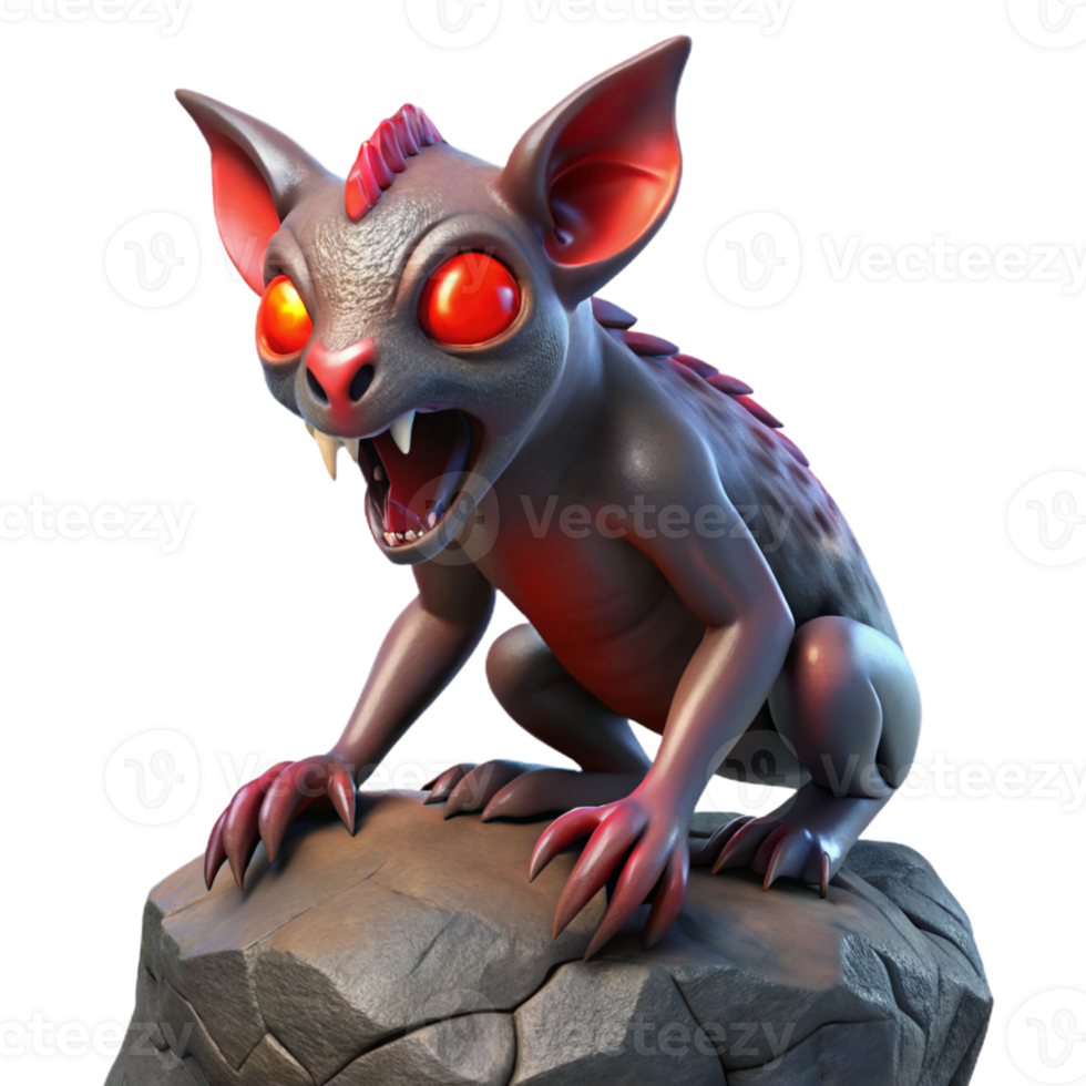 magnificent traditional A Terrifying Chupacabra Perched on a Rock detailed png