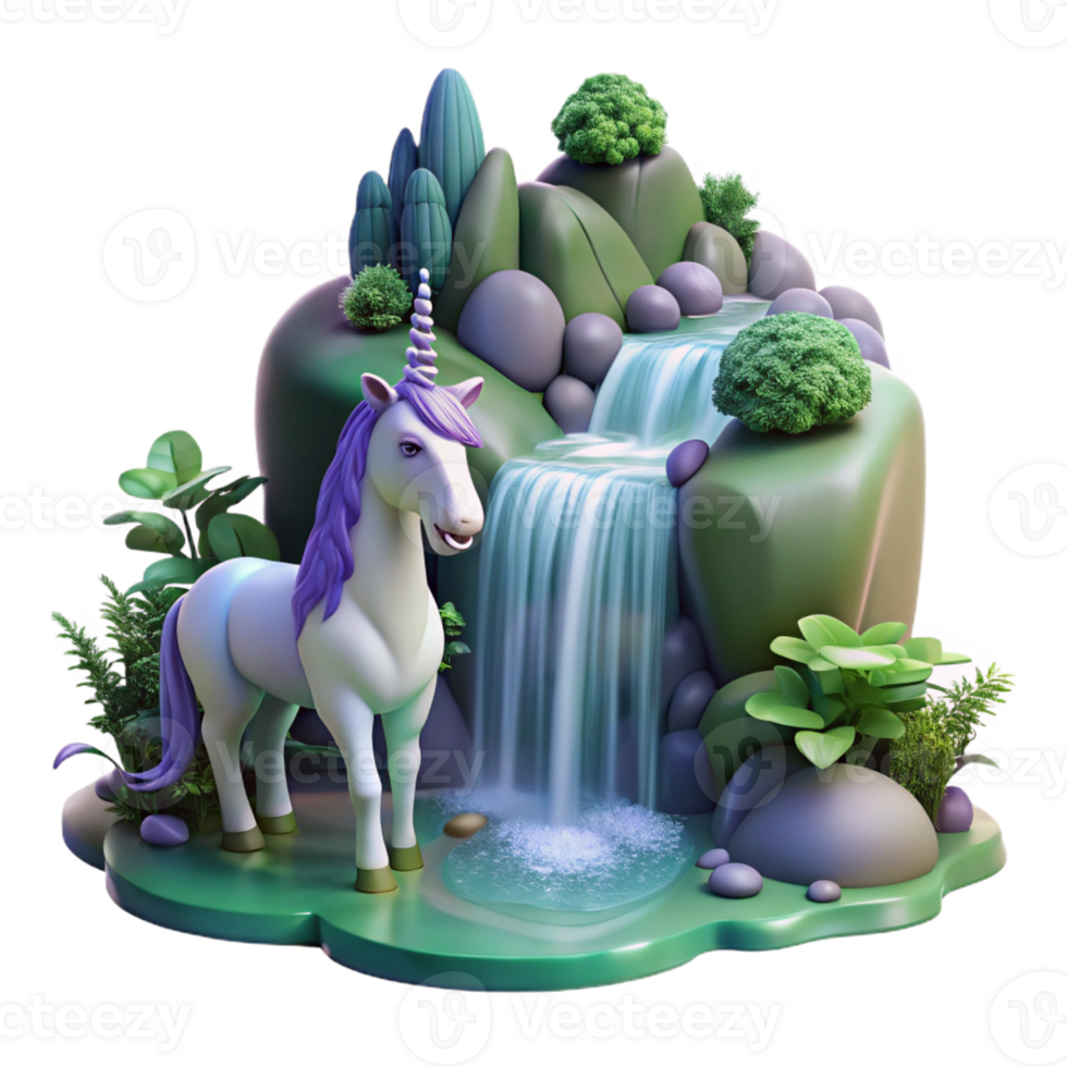 wonderful modern A Serene Unicorn Drinking from a Waterf high resolution png