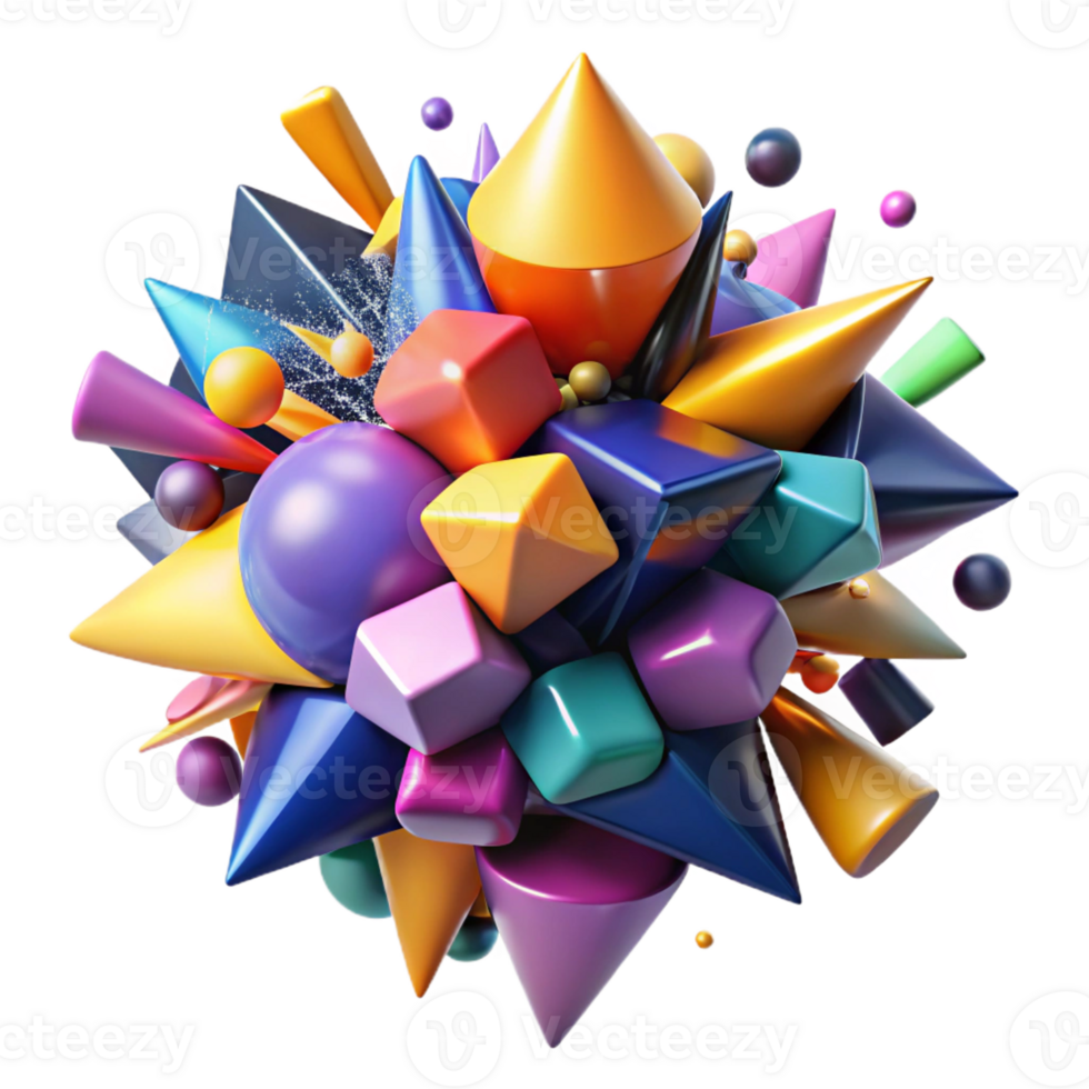 wonderful contemporary Chaotic Explosion of Colorful Geometry authentic png