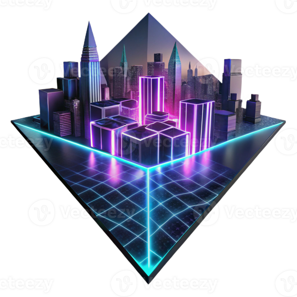 magnificent modern Geometric Shapes Radiating Neon Light Da 4K png