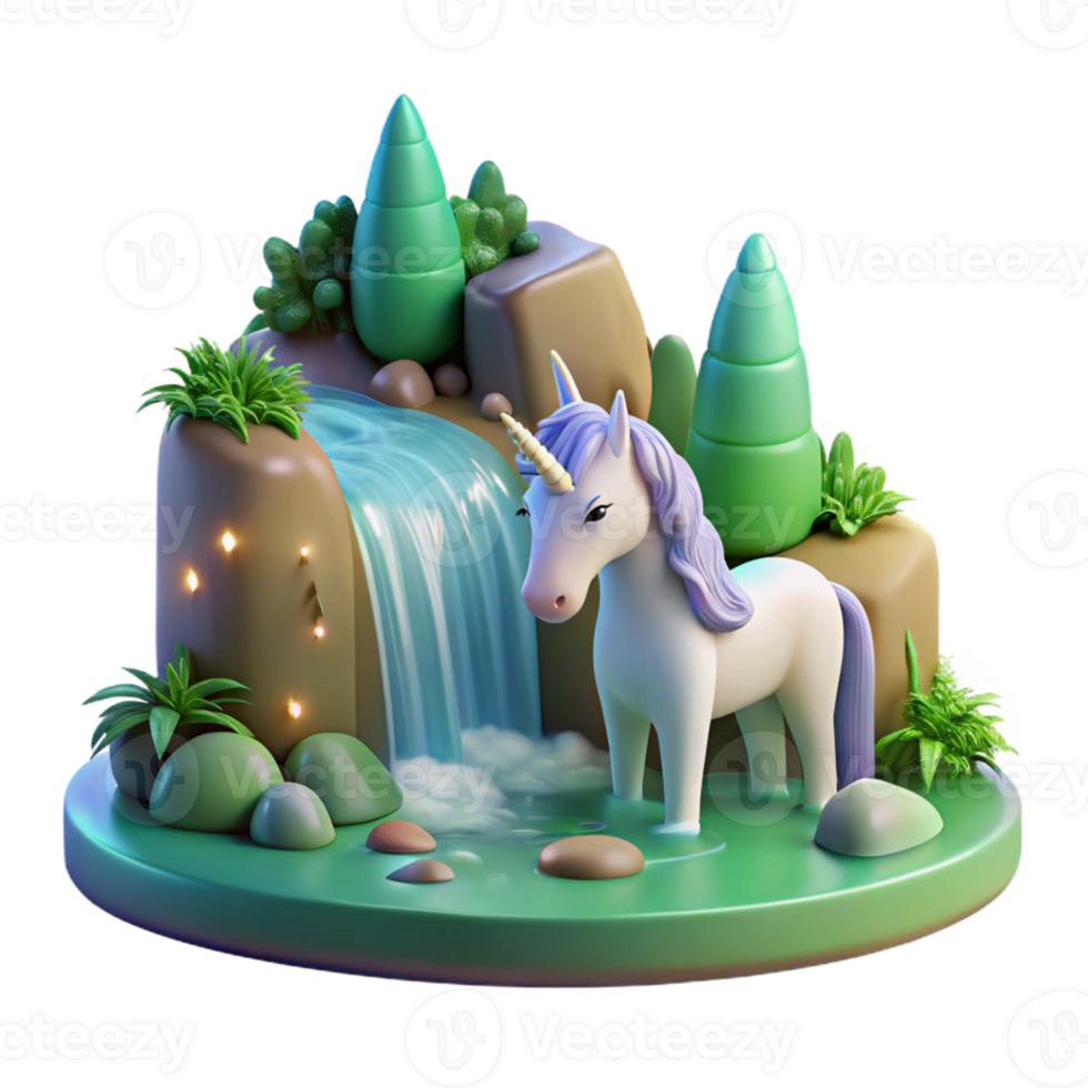 stunning artistic A Serene Unicorn Drinking from a Waterf exclusive png