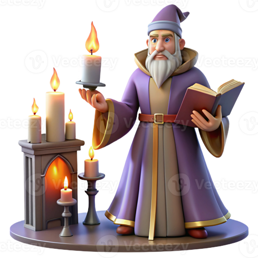 serene modern A Powerful Wizard Casting a Spell in a G professional png