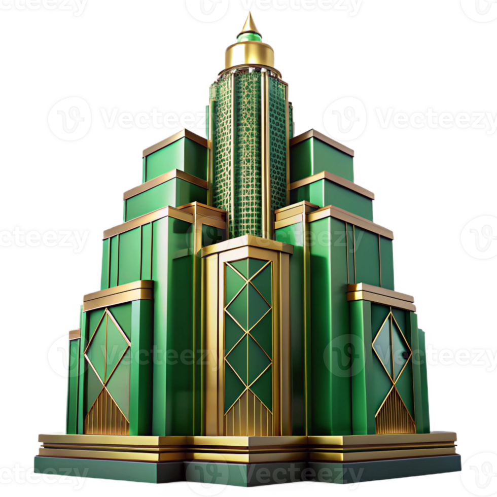 impressive modern Art Deco Skyscraper Emerald Green and Go premium png