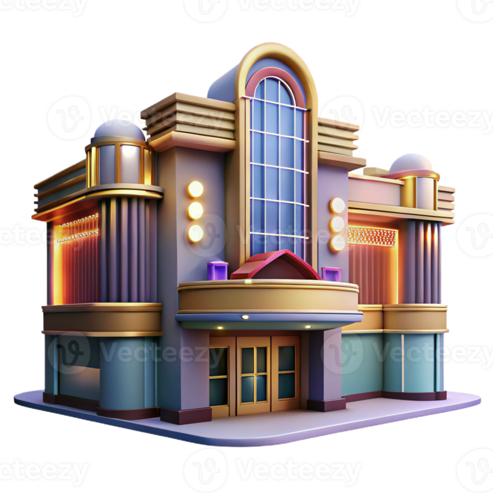 elegant modern Art Deco Movie Palace Grand Facade premium png