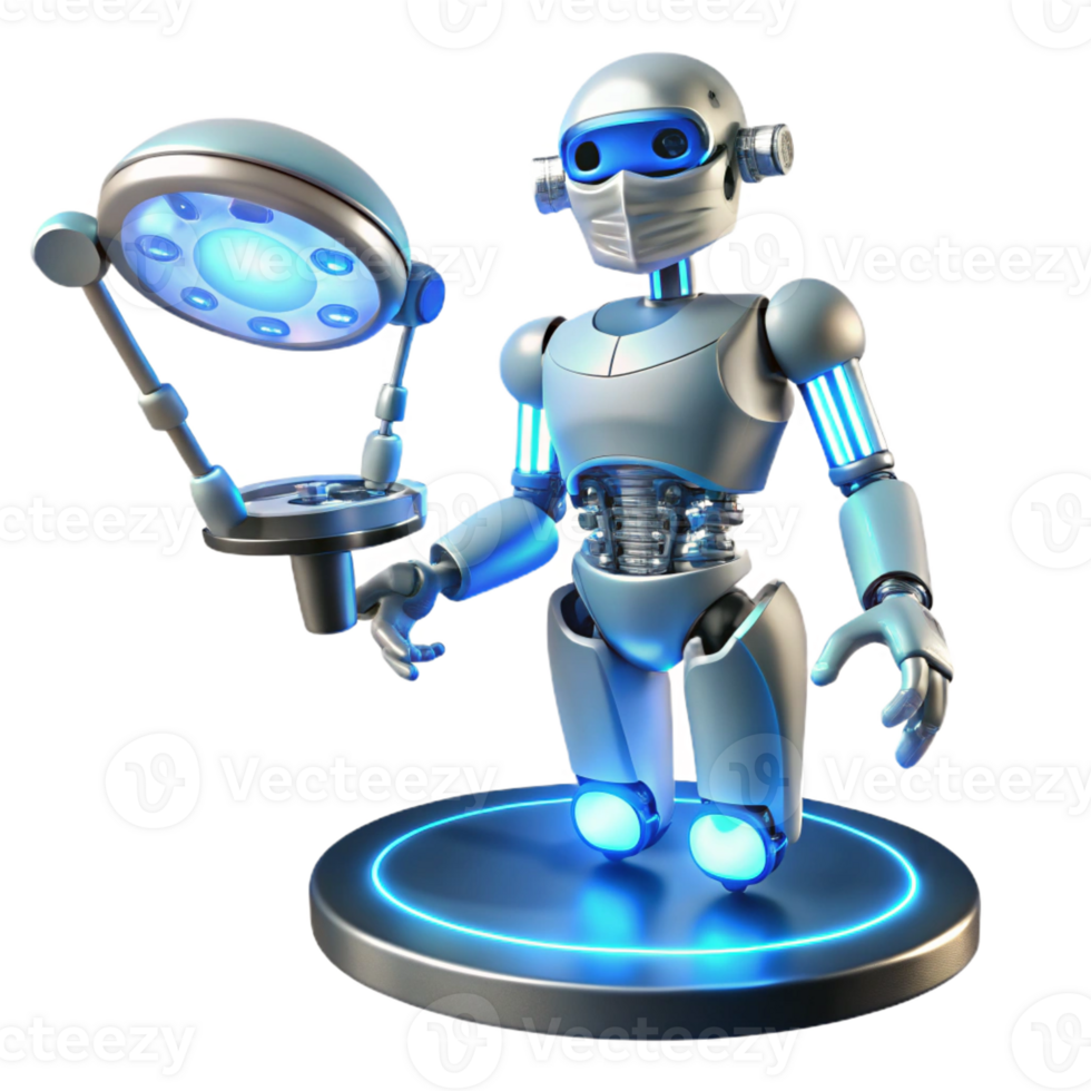 impressive vintage A Robotic Surgeon with Glowing Blue Opt original png
