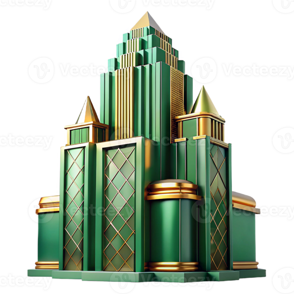 stunning contemporary Art Deco Skyscraper Emerald Green and Go original png